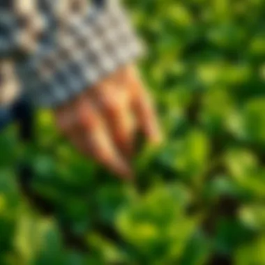 Inspecting Healthy Crops A close-up of a farmer's hands inspecting healthy crops