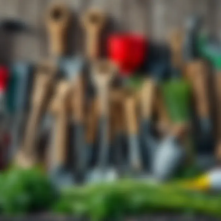 Modern Farming Tools An array of modern farming tools and equipment arranged neatly