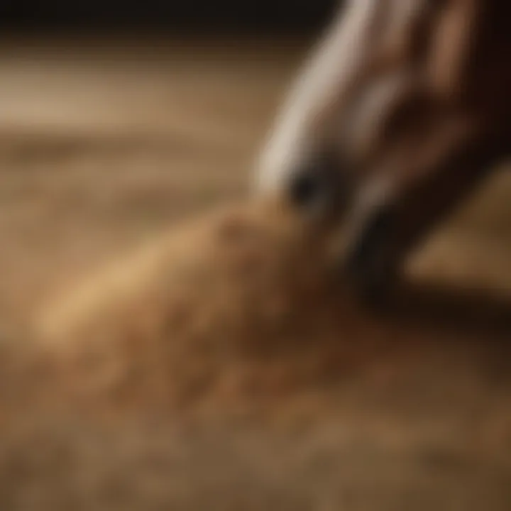 A diagram illustrating the digestive benefits of psyllium powder for horses.