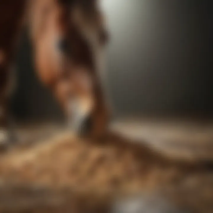 A horse enjoying a meal with psyllium powder sprinkled on top.