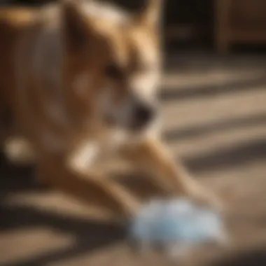 Applying Ice Pack to Dog's Injured Leg Dog receiving ice pack treatment on leg
