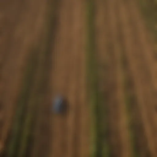 Aerial view of diverse agricultural fields showcasing crop rotation