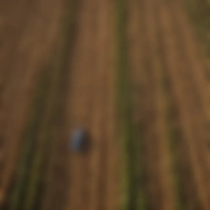 Aerial view of diverse agricultural fields showcasing crop rotation