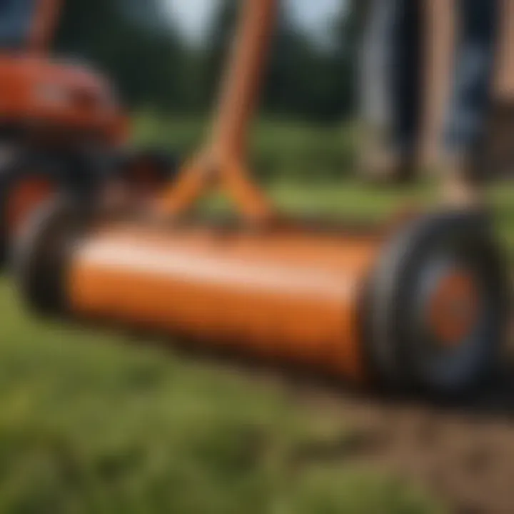 Close-up of lawn tools used for leveling the ground