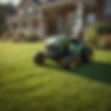 Effortless Lawn Care with Aerator Lawn tractor with attached aerator demonstrating ease of use