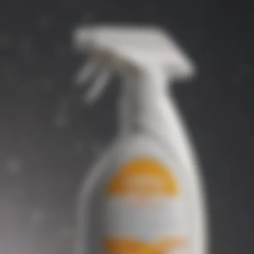 Close-up view of air duct spray bottle with informative label