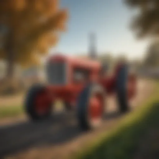 A vintage tractor on a farm showcasing agricultural heritage