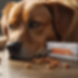 A close-up of Carprofen tablets alongside a dog