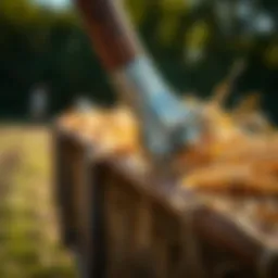 Close-up view of a bale spear attachment showcasing its robust design.