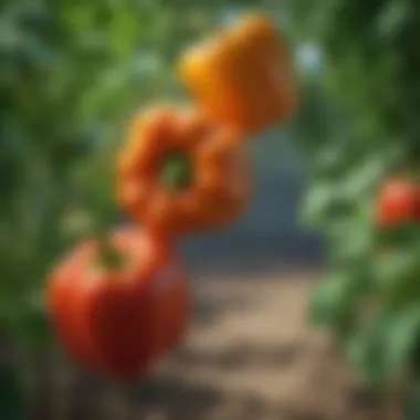 Healthy bell pepper fruits on the vine