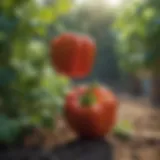Vibrant bell pepper plants in a garden setting