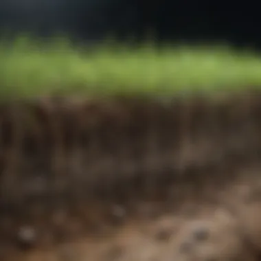 Close-up of grass roots illustrating soil water retention