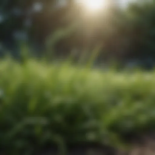 Lush green grass with water droplets showcasing absorption ability