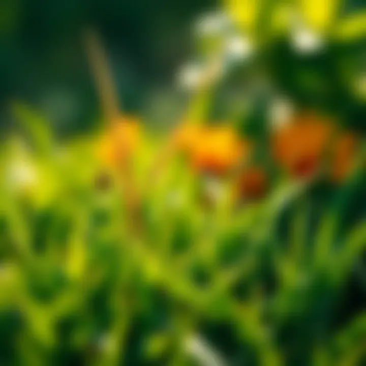 A close-up view of healthy grass treated with insecticide.