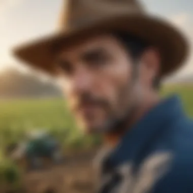 Technology in Agriculture: A Digital Transformation A farmer utilizing technology for agricultural practices.