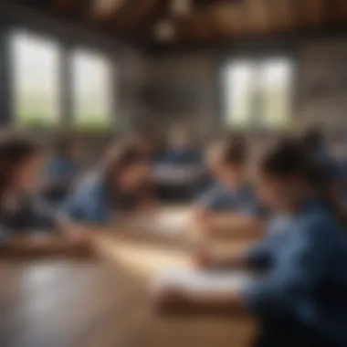 Empowering Education Through Connectivity A classroom setting in a rural school with children using devices.