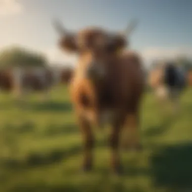 Diverse Cattle Breeds A diverse selection of cattle breeds in a lush pasture.
