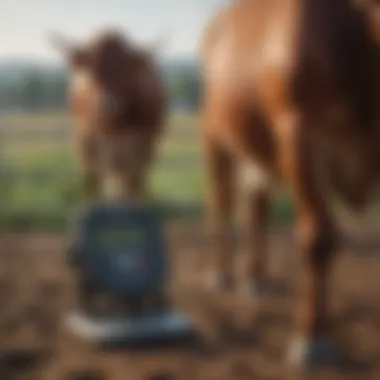 Enhancing Productivity through Weight Monitoring Farmers monitoring cattle weight data