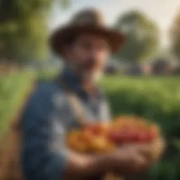 An organic farm showcasing diverse crops in a sustainable environment