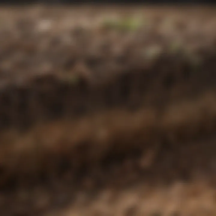 A close-up of a soil sample showing nutrient-rich layers.