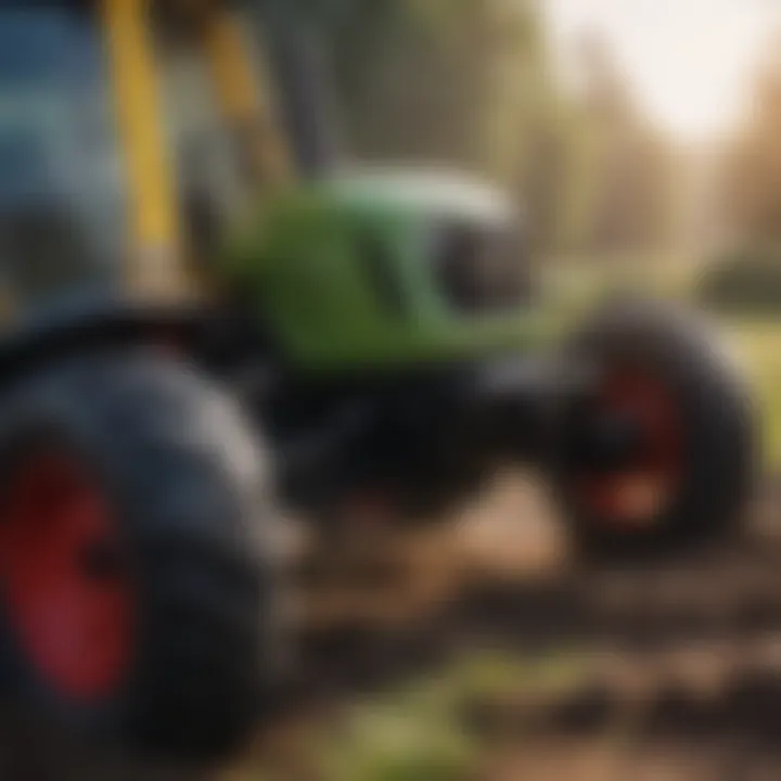 Close-up of sub-compact tractor features and controls