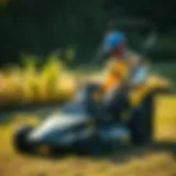 Professional-grade lawn mower in action