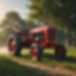 Historical Bates tractor in a rural setting