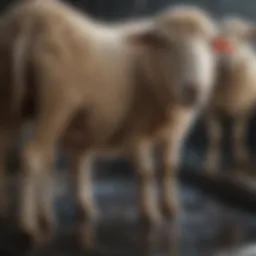 Sheep using a foot bath for treatment