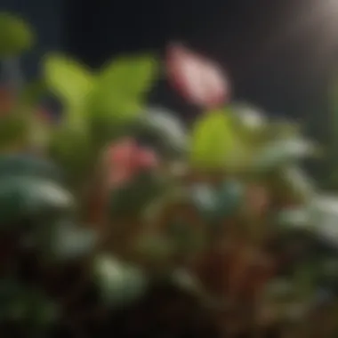 Plants Thriving Under Full Spectrum Lighting Close-up of plant leaves thriving under full spectrum lighting