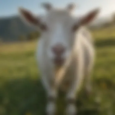 A healthy goat grazing in a lush pasture