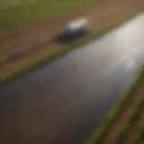 Aerial view of a field demonstrating rainwater collection