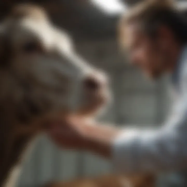 Veterinarian examining cattle