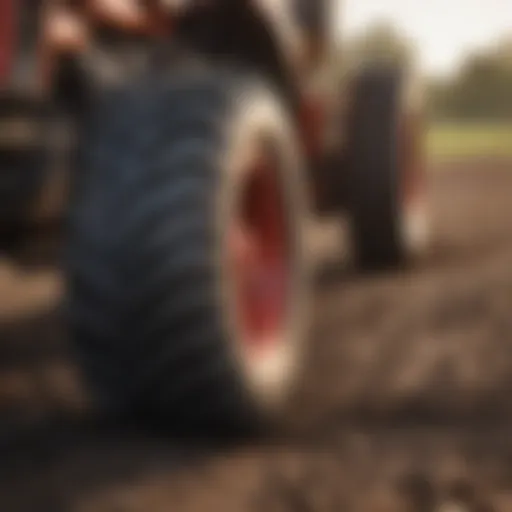 Tractor tires on a Minnesota farm showcasing diverse soil conditions
