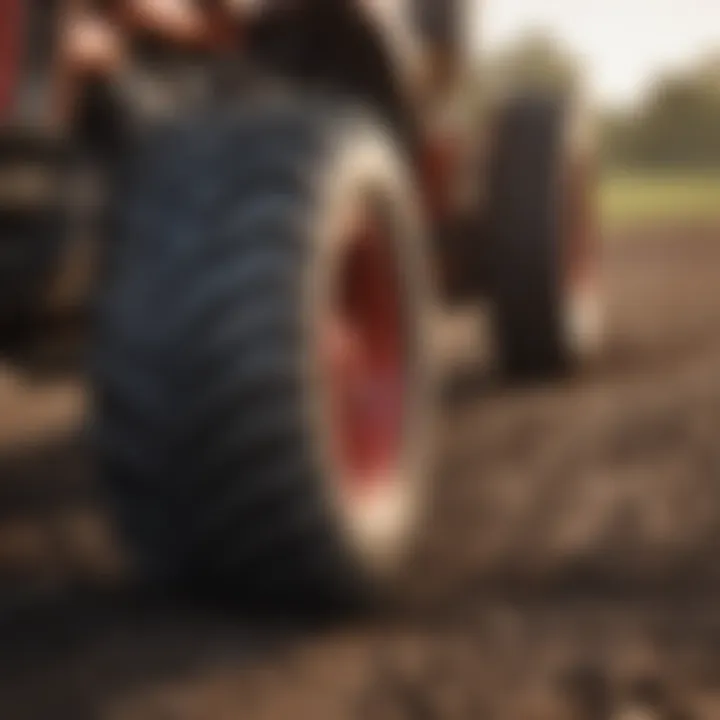 Tractor tires on a Minnesota farm showcasing diverse soil conditions
