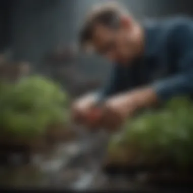 Application Techniques for Rooting Hormones Horticulturist applying liquid rooting hormone to plant cuttings