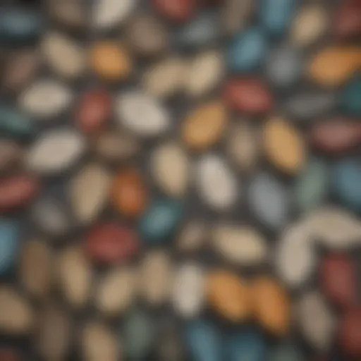 A close-up view of various colorful lamb ear tags showcasing different designs.