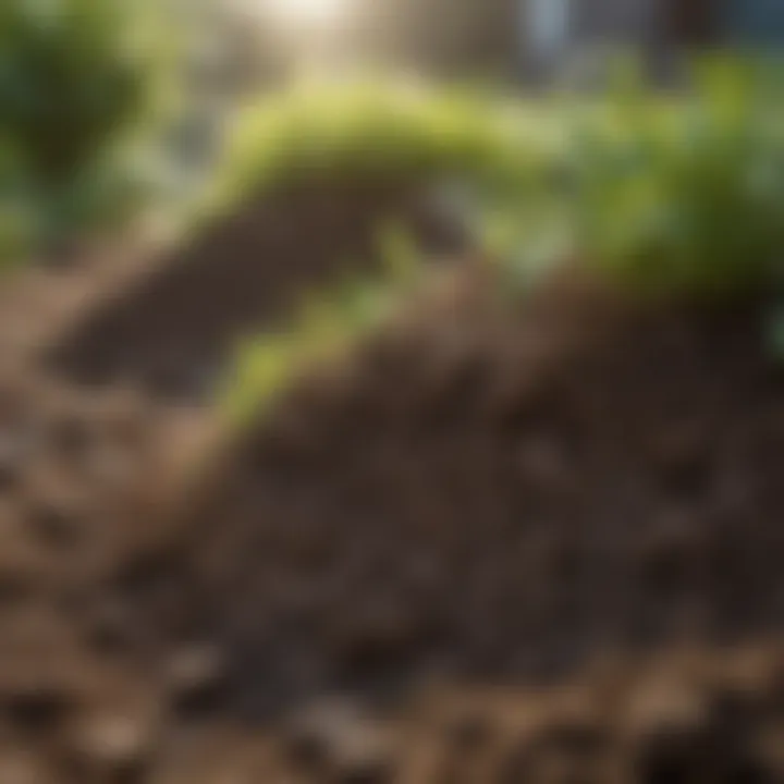 Close-up of healthy soil enriched with organic matter