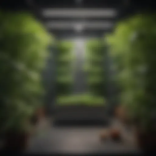 Aeroponic system setup showcasing various components
