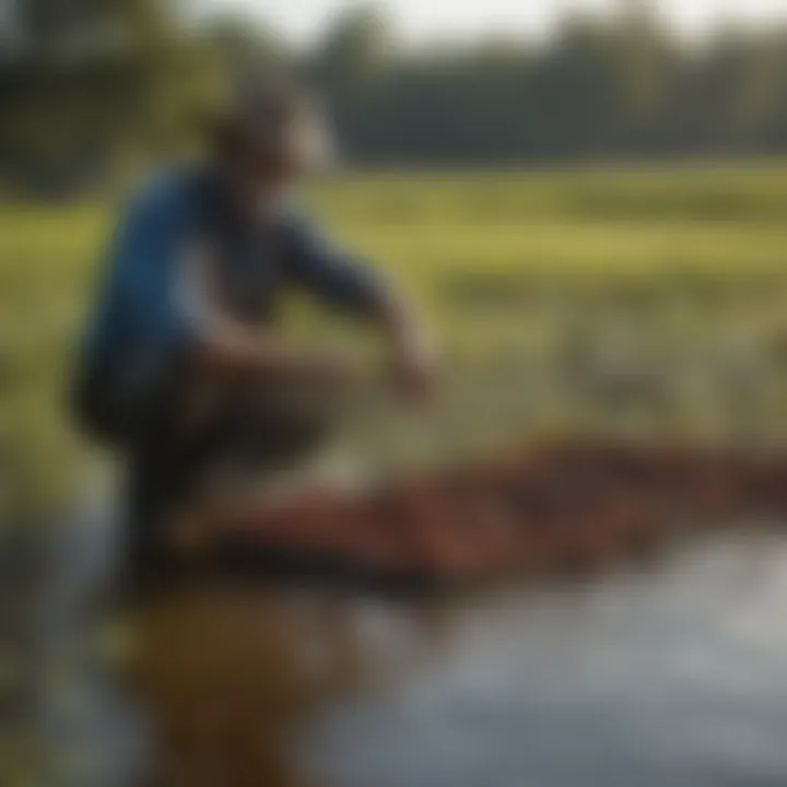 A farmer tending to crawfish traps in Louisiana waters.