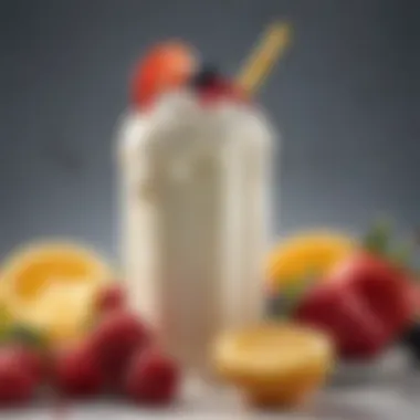 A close-up of a creamy Greek yogurt popsicle with fruit pieces