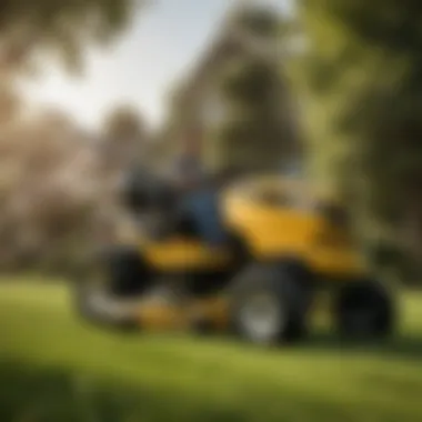 Cub Cadet RZT S Mower in Action on a Lush Lawn Cub Cadet RZT S mower in an expansive green lawn