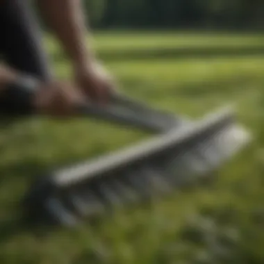 Close-up of dethatching blades showcasing their design and functionality