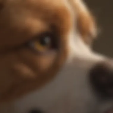 Veterinarian examining a dog's eyes