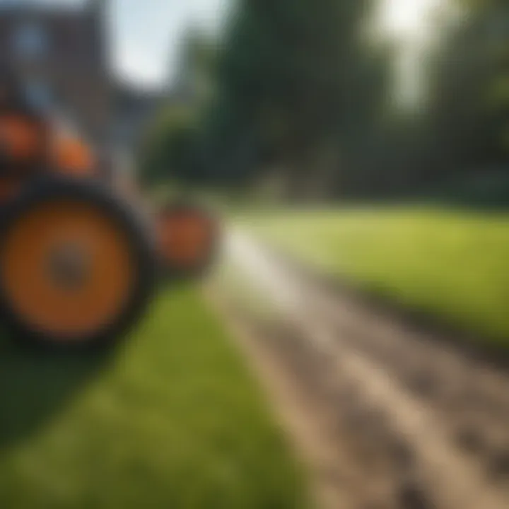 Applying fertilizer to the lawn