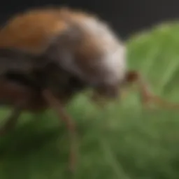 Close-up view of a stink bug on a leaf