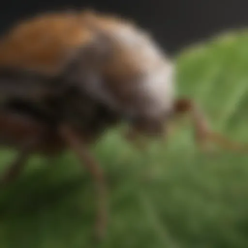 Close-up view of a stink bug on a leaf