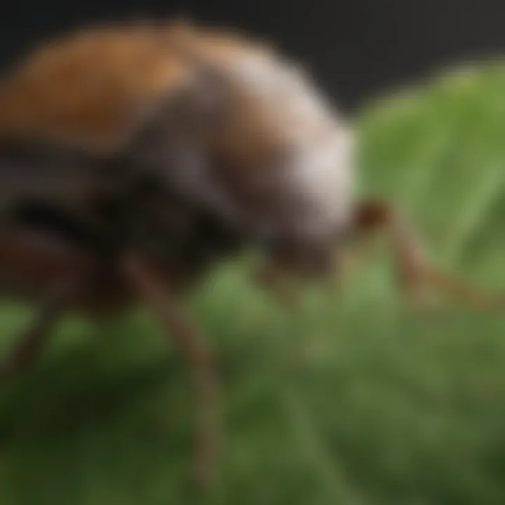 Close-up view of a stink bug on a leaf