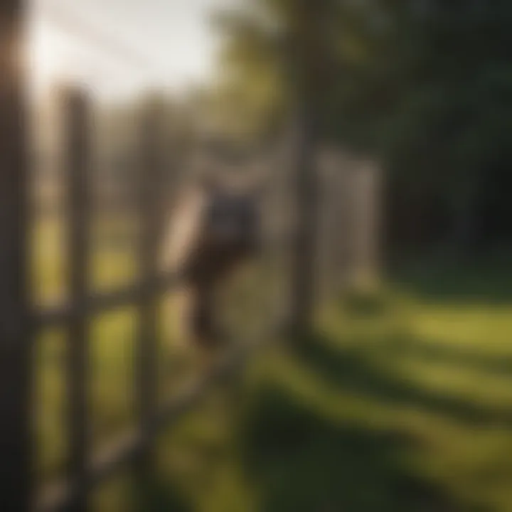Close-up of electric fence installation