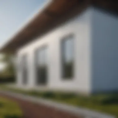 Energy Efficiency with Insulated PVC in Modern Architecture Illustration of energy-efficient building with insulated PVC wall panels