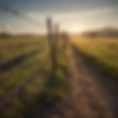Barb Wire Fence in Agriculture Illustration showing a barb wire fence in an agricultural setting